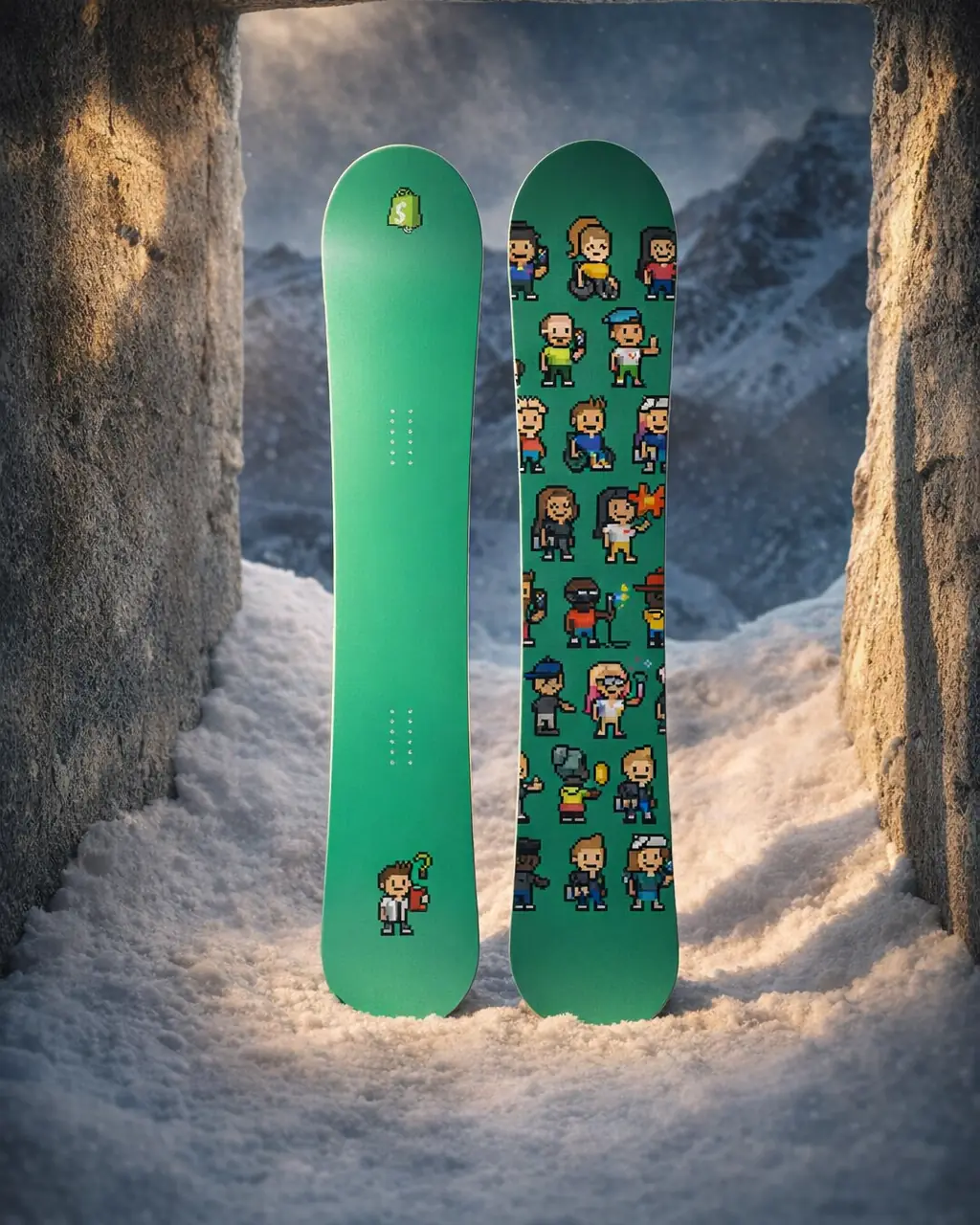 The Multi-location Snowboard in a Snow / Motion showroom